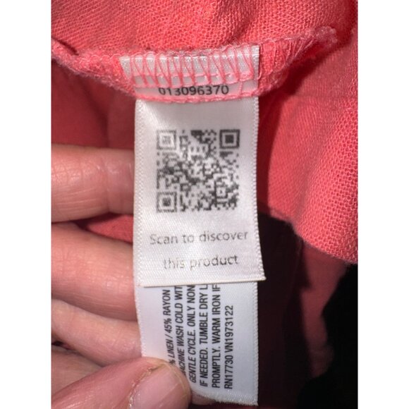 Universal Thread Linen Coral Romper Shorts Short Sleeve Button Front 10 Casual - Picture 7 of 8